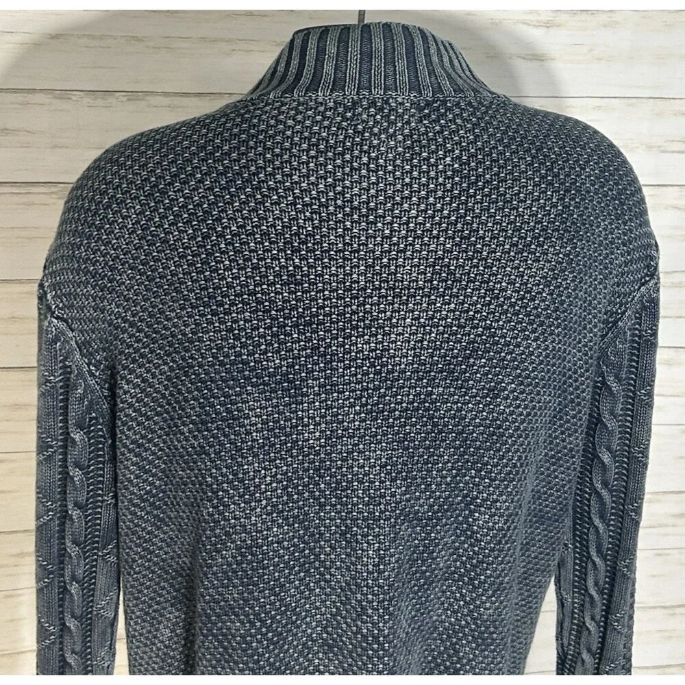 Carbon 2 Cobalt Sweater Sz. XL Men Faded Denim Blue Cable Knit Full Zip Cardigan